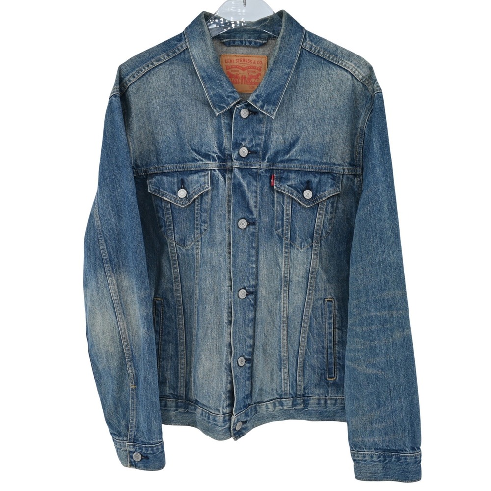 VTG Levi's 72335 Men's Blue Denim Trucker Jacket Size L Classic Cotton Jean Coat